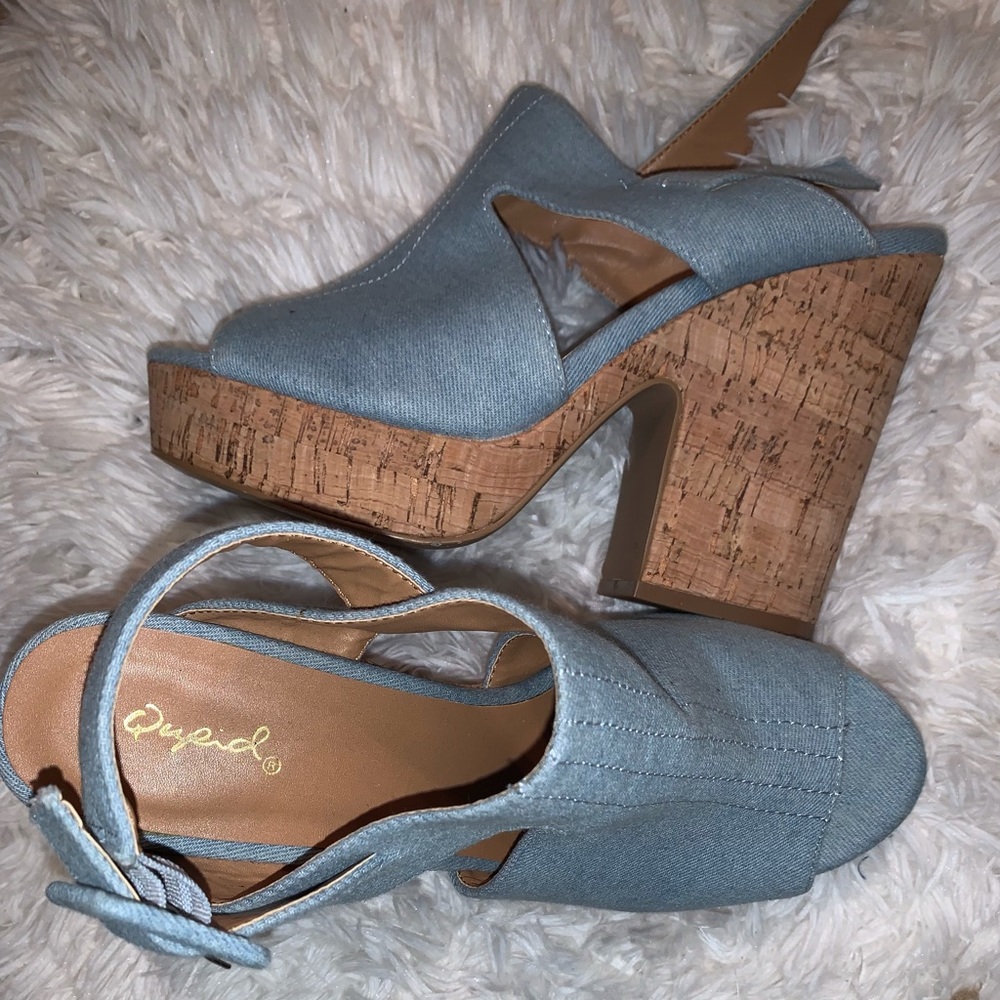 Denim platform sandals